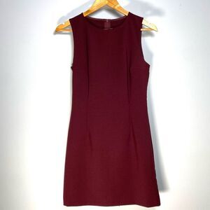 Burgundy Red Cocktail Mini Dress Slim Sleeveless Romantic Chic Evening Date S